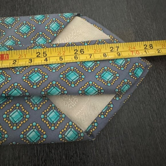 Gucci 100% Silk Necktie Luxury Multicolor Geometric Diamond Pattern Made In Ital - Picture 7 of 8